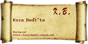 Koza Beáta névjegykártya